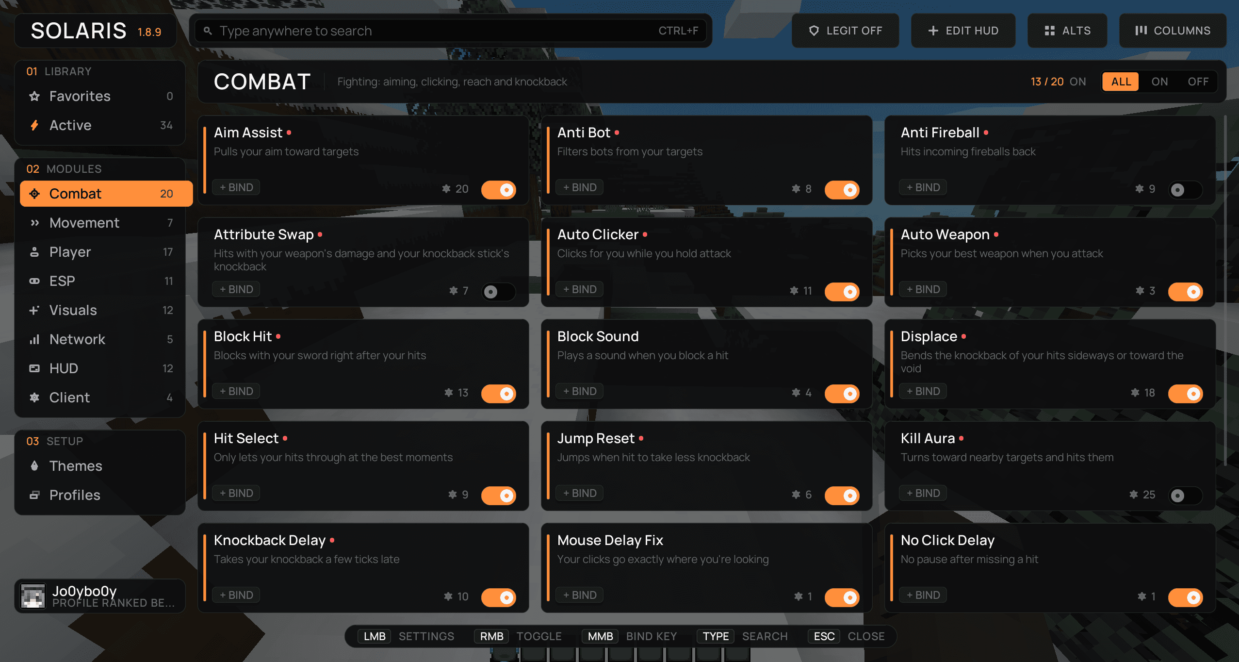Modules screenshot